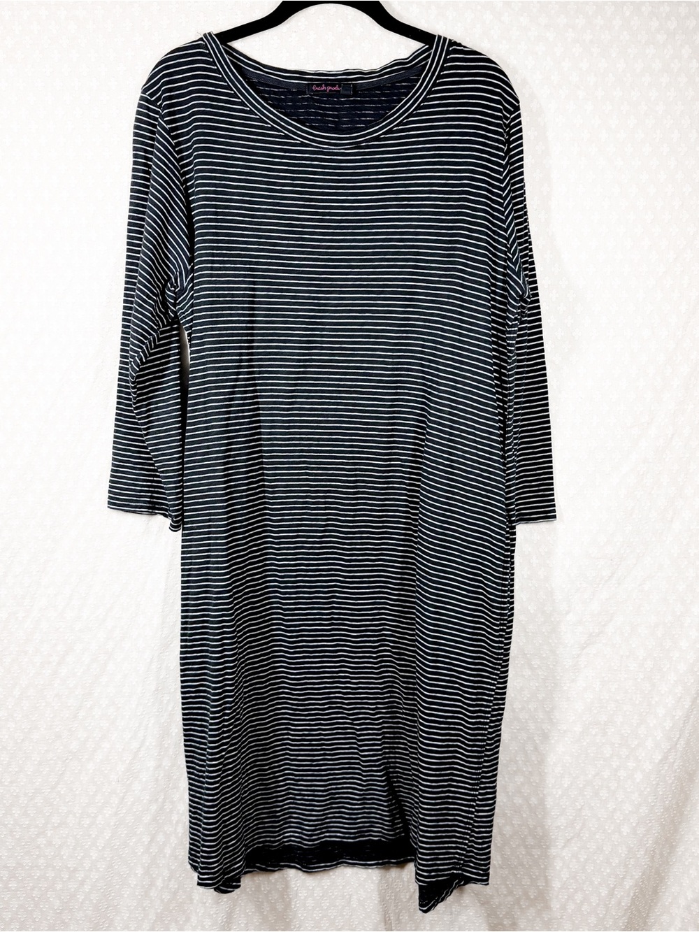 Fresh Produce Blue White Striped Cotton Midi T Shirt Dress
